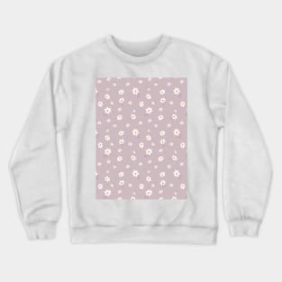 DITSY PRAIRIE VINTAGE RETRO FLORALS AND FLOWERS LILAC MAUVE WHITE GREEN Crewneck Sweatshirt